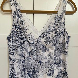 Anthropologie 100% silk Toile de Jouy dress, 8